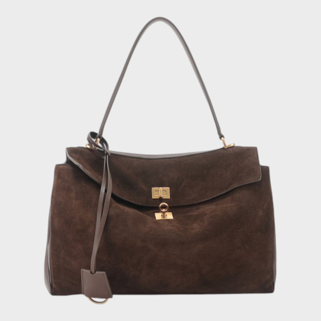 Sac à bandoulière pour femme, à rabat, poignée supérieure et fermoir à tourniquet