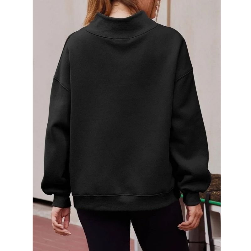 Women's Oversized Mock Neck Fleece Sweatshirt