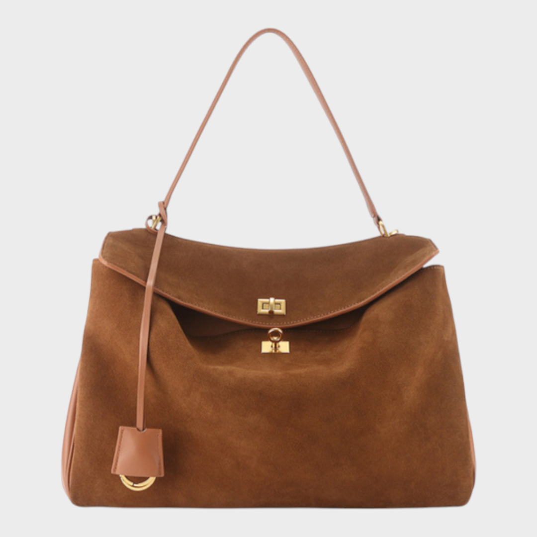Sac à bandoulière pour femme, à rabat, poignée supérieure et fermoir à tourniquet