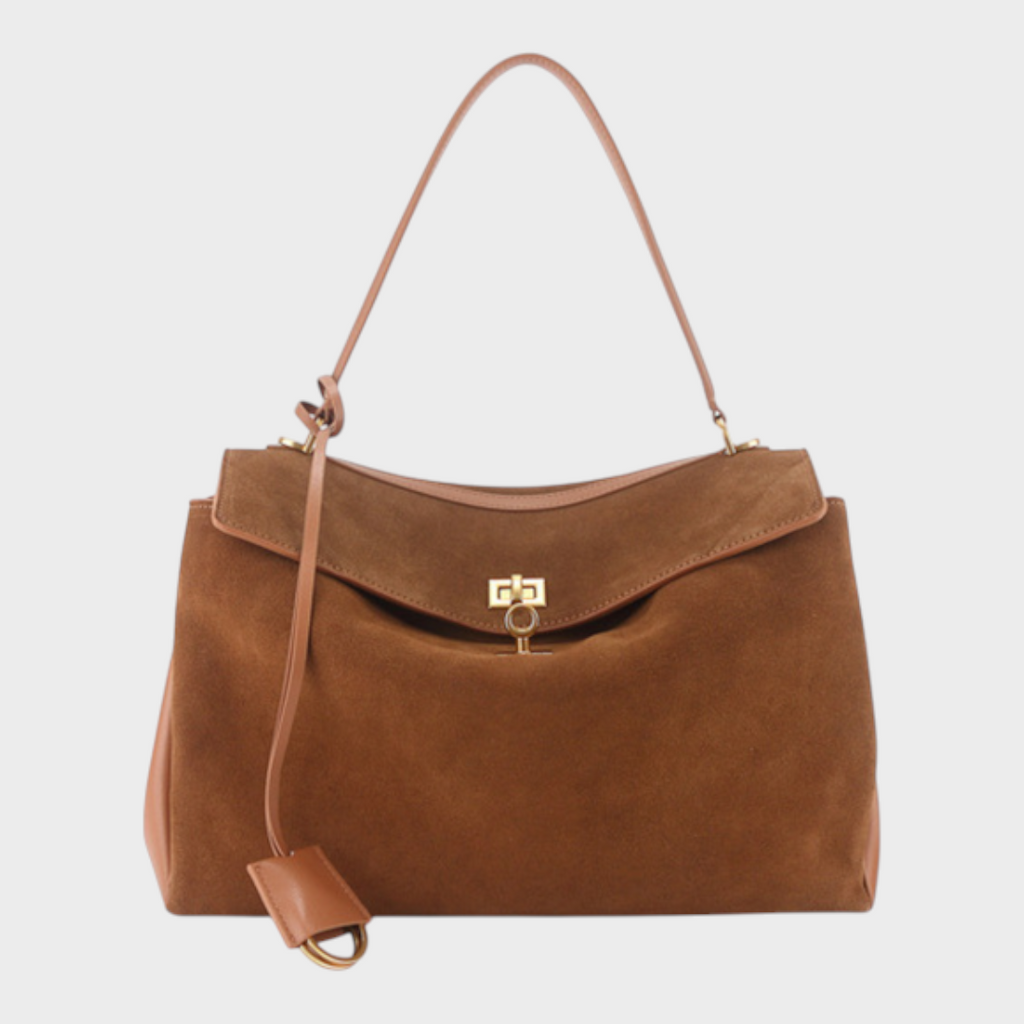 Sac à bandoulière pour femme, à rabat, poignée supérieure et fermoir à tourniquet