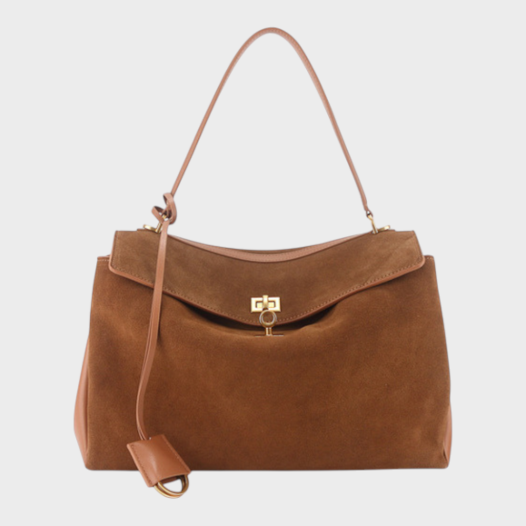 Sac à bandoulière pour femme, à rabat, poignée supérieure et fermoir à tourniquet
