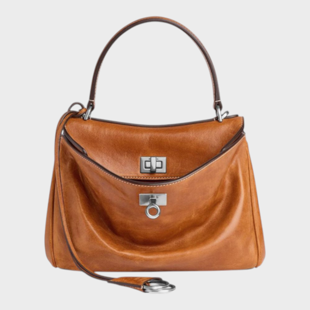 Sac à bandoulière pour femme, à rabat, poignée supérieure et fermoir à tourniquet