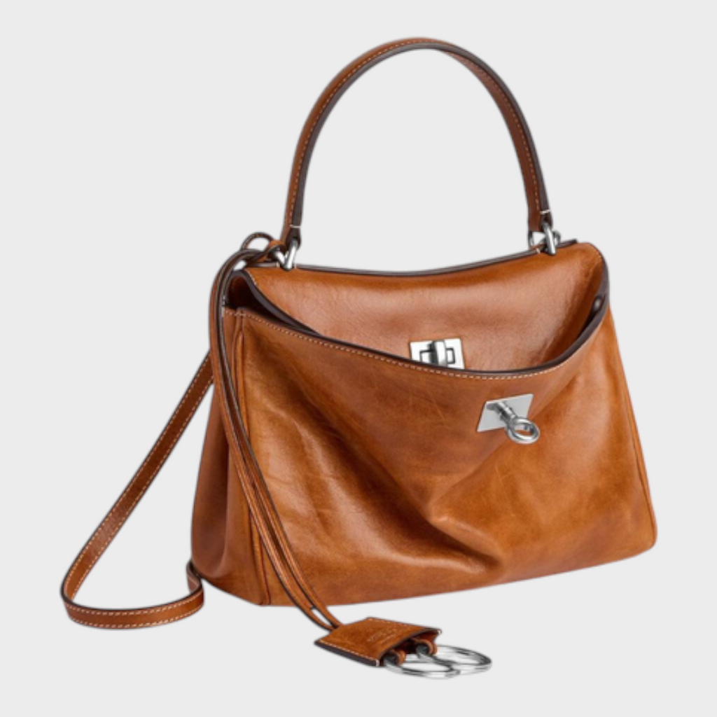 Sac à bandoulière pour femme, à rabat, poignée supérieure et fermoir à tourniquet