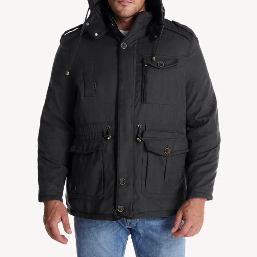 Men's Hooded Military Utility Parka Jacket