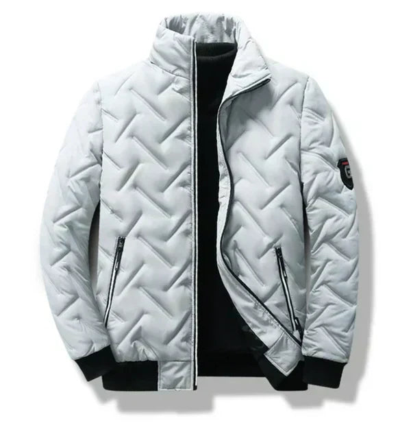 Men’s Chevron Quilted Stand Collar Puffer Jacket