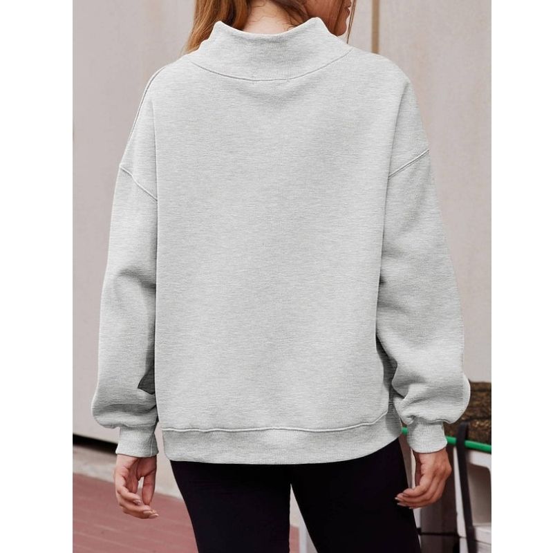 Women's Oversized Mock Neck Fleece Sweatshirt