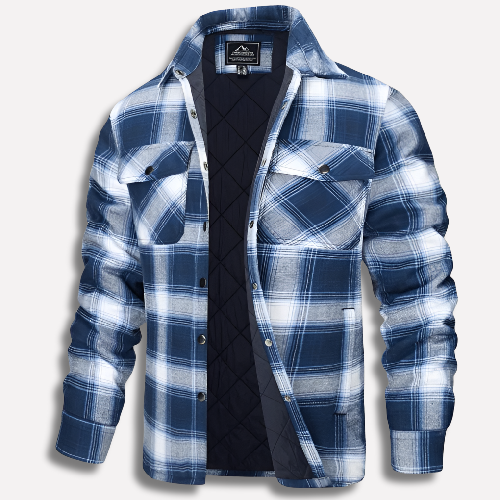 Veste-chemise matelassée doublée en flanelle à carreaux pour homme