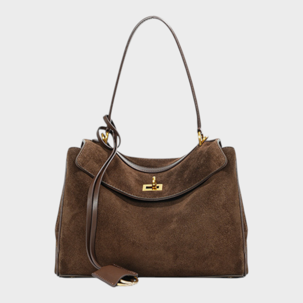 Sac à bandoulière pour femme, à rabat, poignée supérieure et fermoir à tourniquet