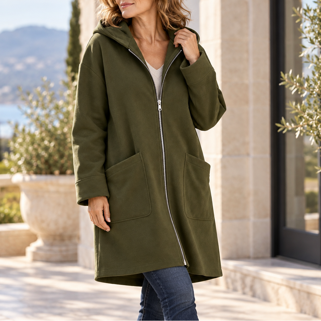 Women's Hooded Longline Zip Coat