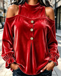 Blouse pour femme à épaules dénudées et poignets volantés