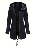 Women's Lightweight Hooded Drawstring Waist Parka Jacket