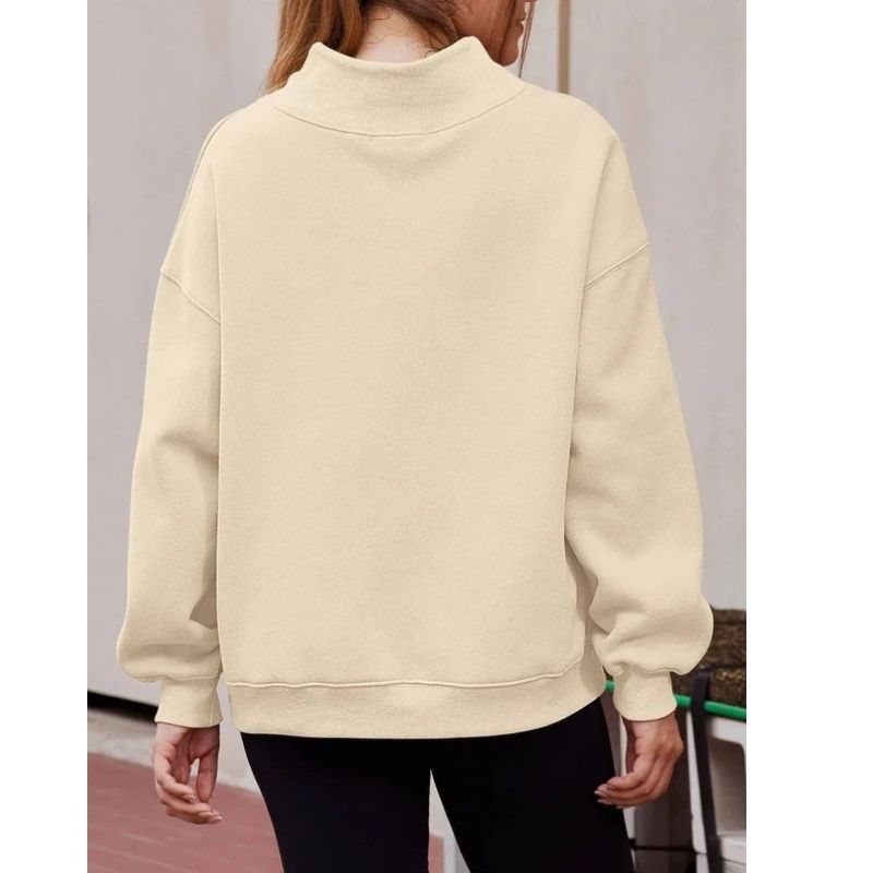Women's Oversized Mock Neck Fleece Sweatshirt