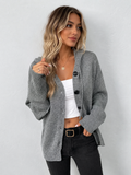 Women's Hooded Button-Front Relaxed Knit Cardigan
