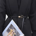 Women's Thin Waist Belt with Button Toggle Closure