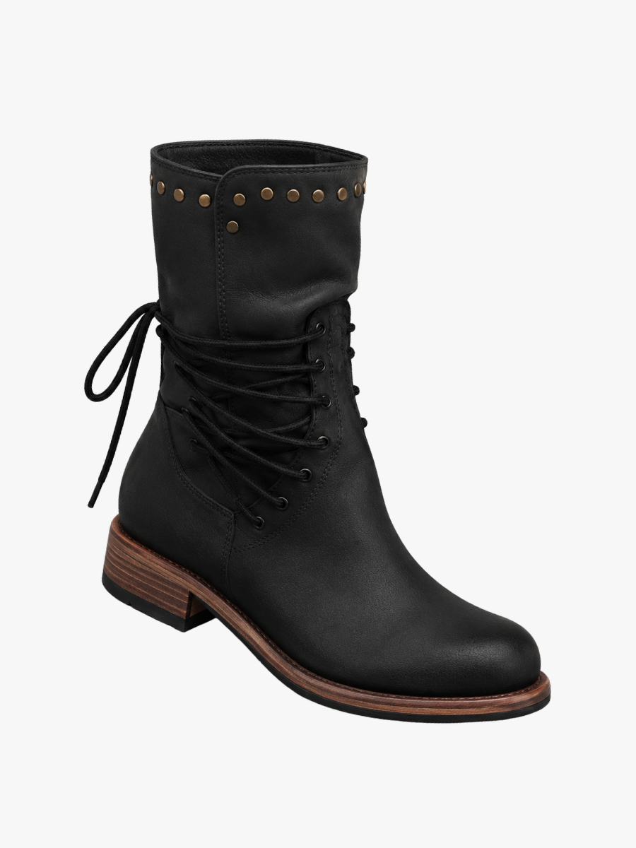 Women's Studded Lace-Up Combat Ankle Boots