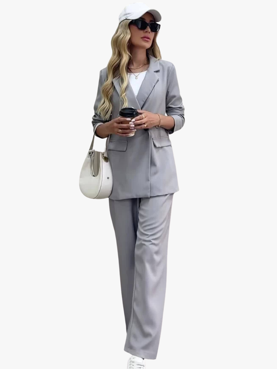Women's Oversized Blazer Wide-Leg Trouser Suit Set