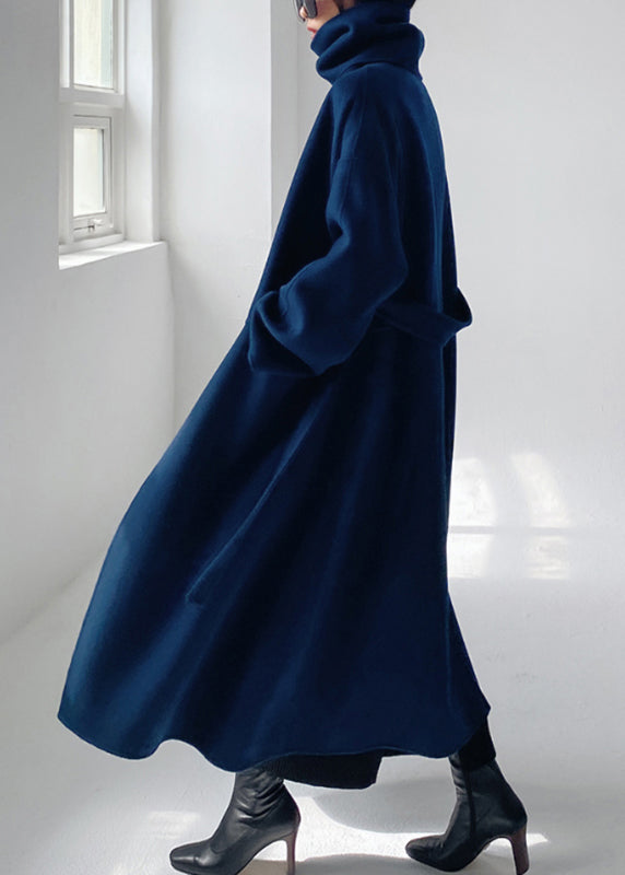Women's Scarf Collar Tie Waist Longline Wrap Coat