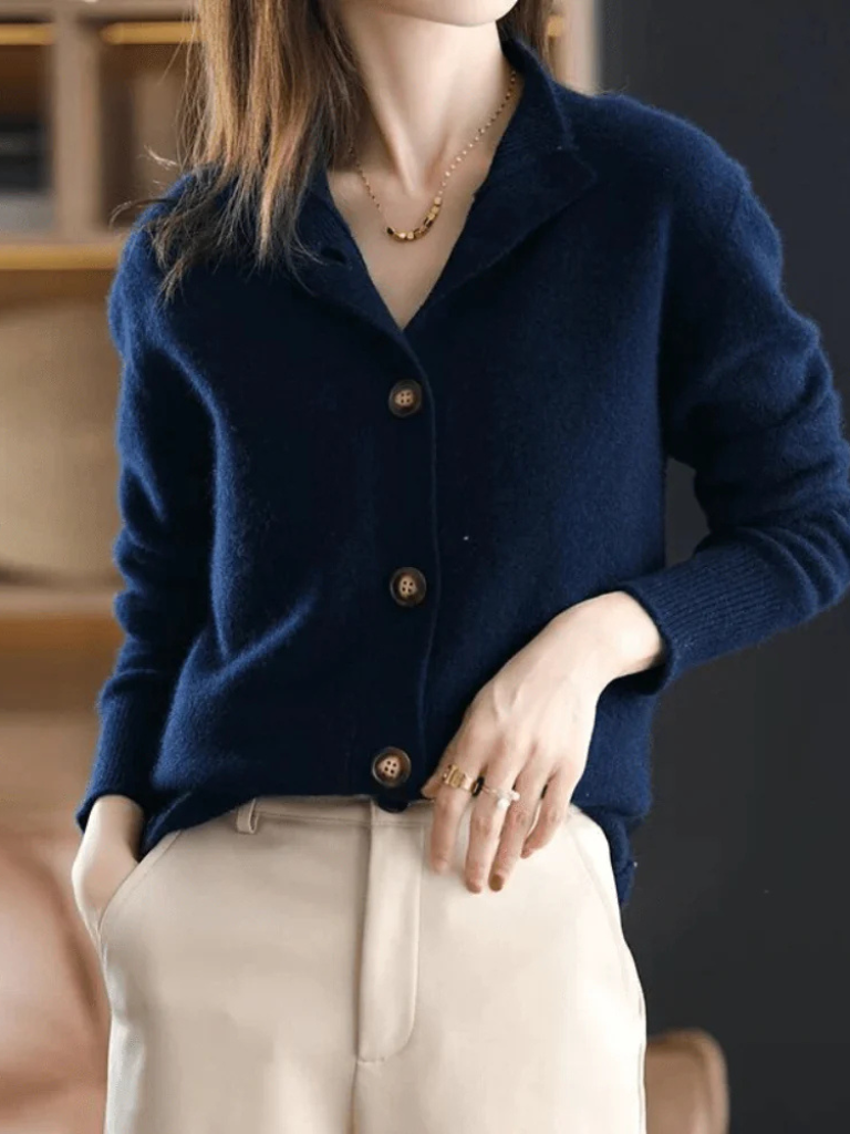 Women's Soft Knit Collared Button-Front Cardigan