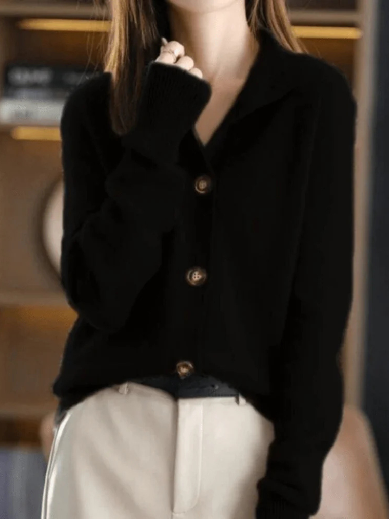Women's Soft Knit Collared Button-Front Cardigan
