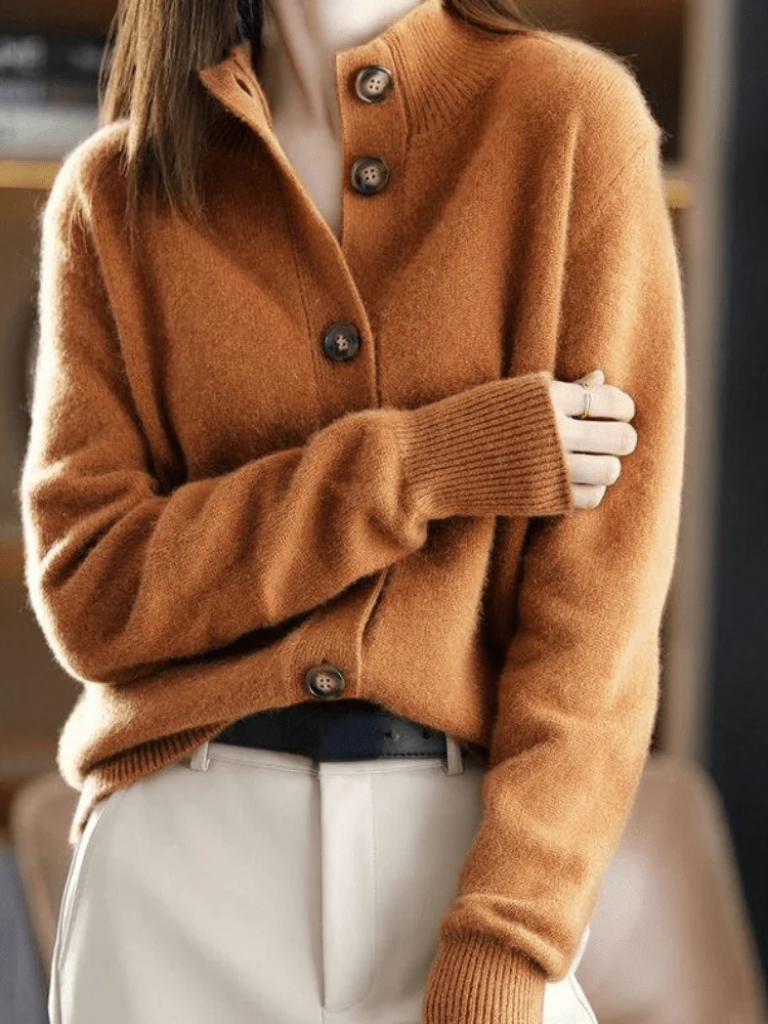Women's Soft Knit Collared Button-Front Cardigan