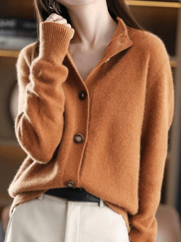 Women's Soft Knit Collared Button-Front Cardigan