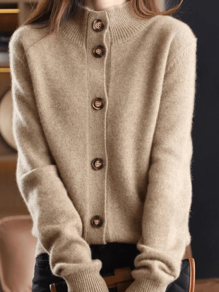 Women's Soft Knit Collared Button-Front Cardigan
