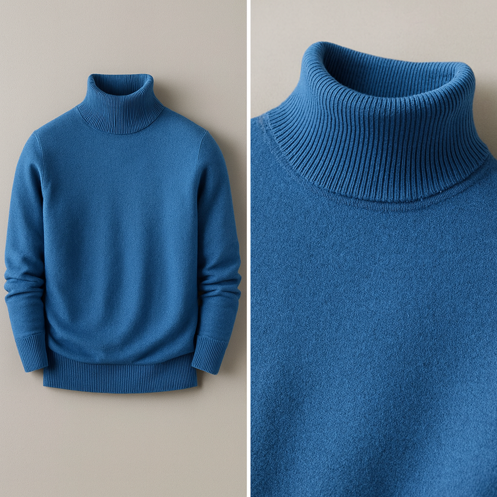 Men's Fitted Turtleneck Knit Sweater