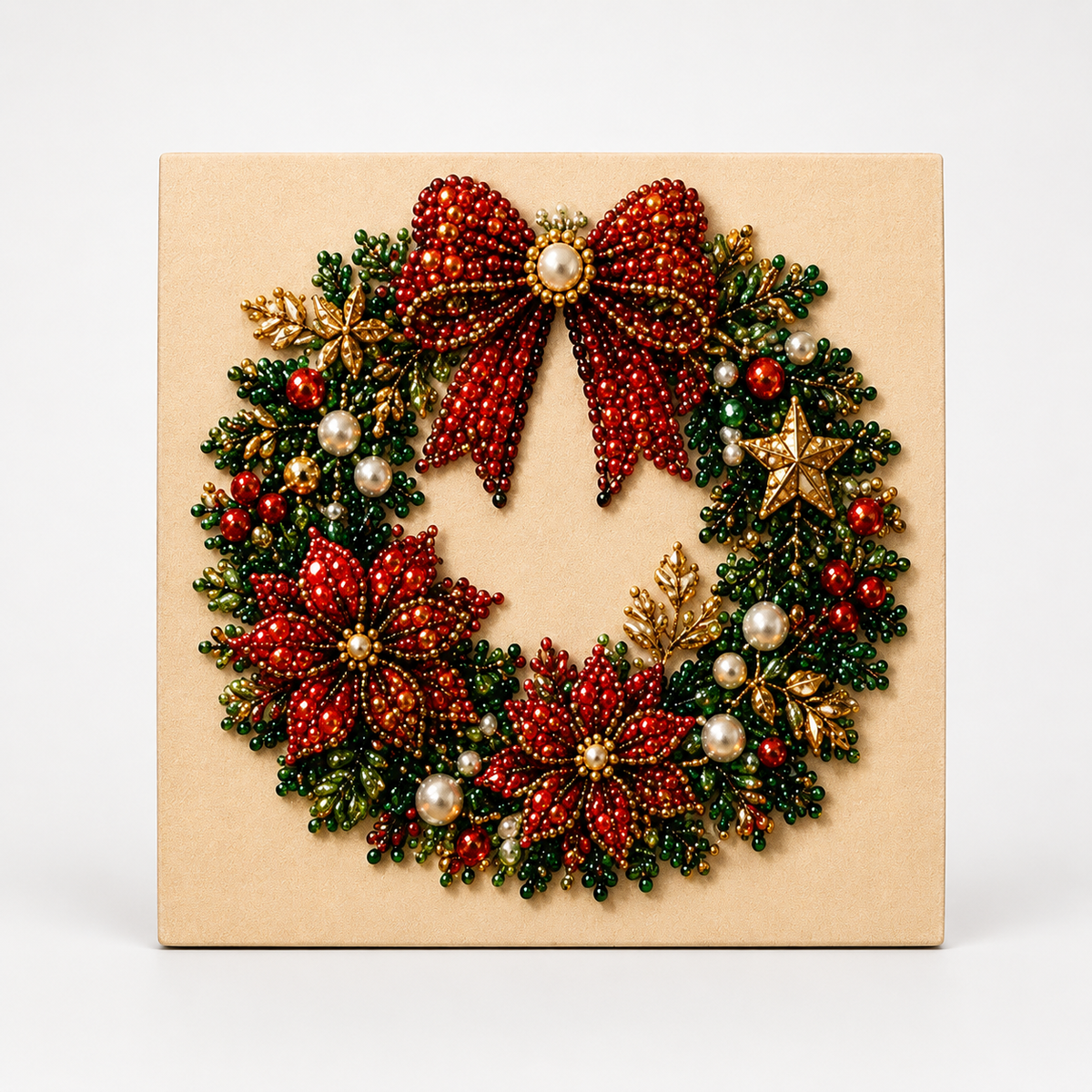 Christmas Santa raised-bead art kit on a square board with applicator pen and sorting tray