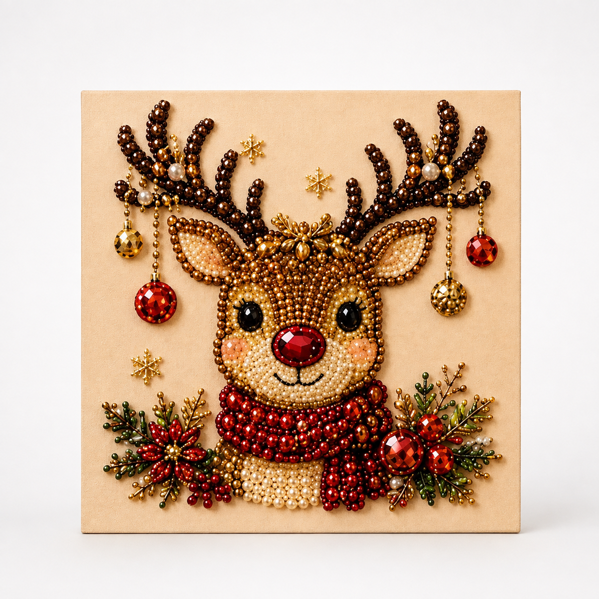 Christmas Santa raised-bead art kit on a square board with applicator pen and sorting tray