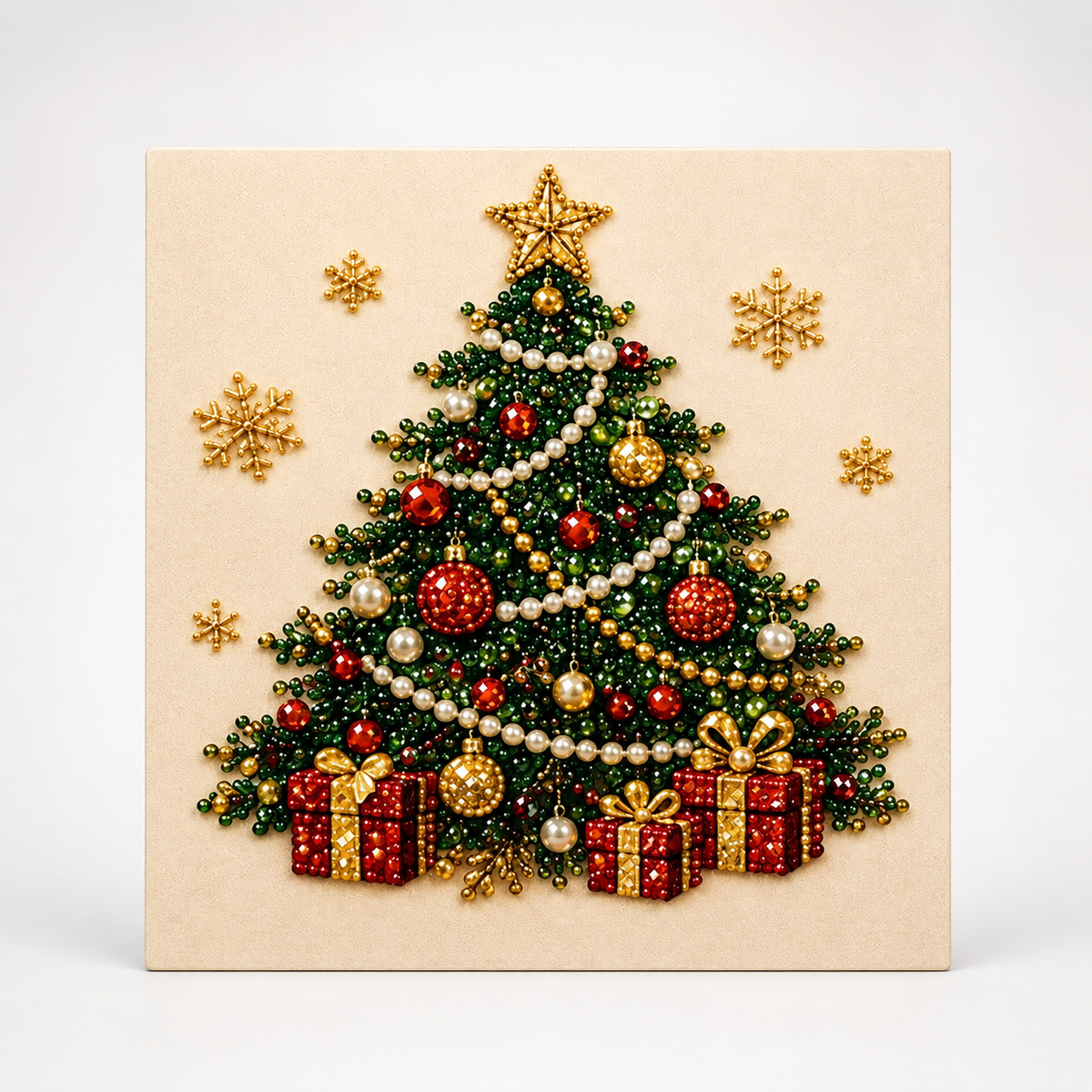 Christmas Santa raised-bead art kit on a square board with applicator pen and sorting tray