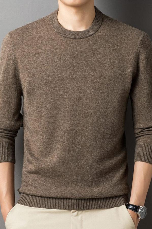 Men’s Essential Fine Knit Round Neck Pullover Sweater