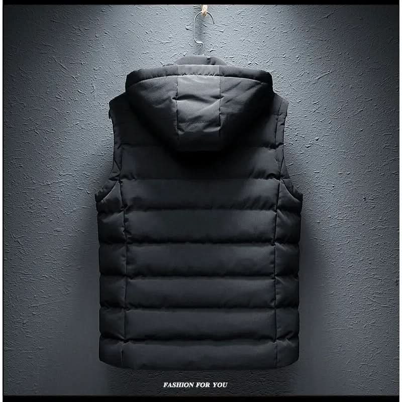 Gilet matelassé rembourré à capuche pour homme avec poches zippées