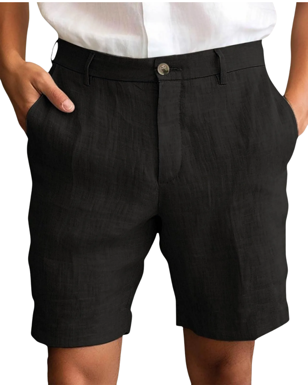 Tailored Fit Textured Shorts with Button Fly Closure