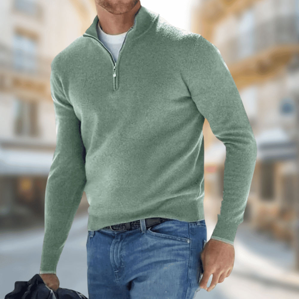 Men’s Fine Knit Quarter Zip Pullover Sweater