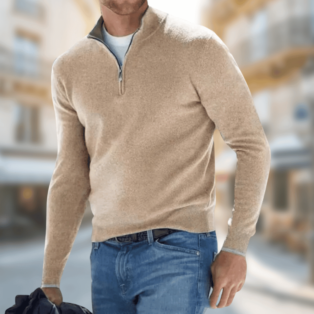 Men’s Fine Knit Quarter Zip Pullover Sweater