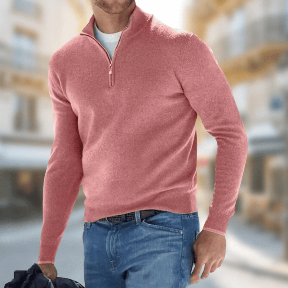 Men’s Fine Knit Quarter Zip Pullover Sweater
