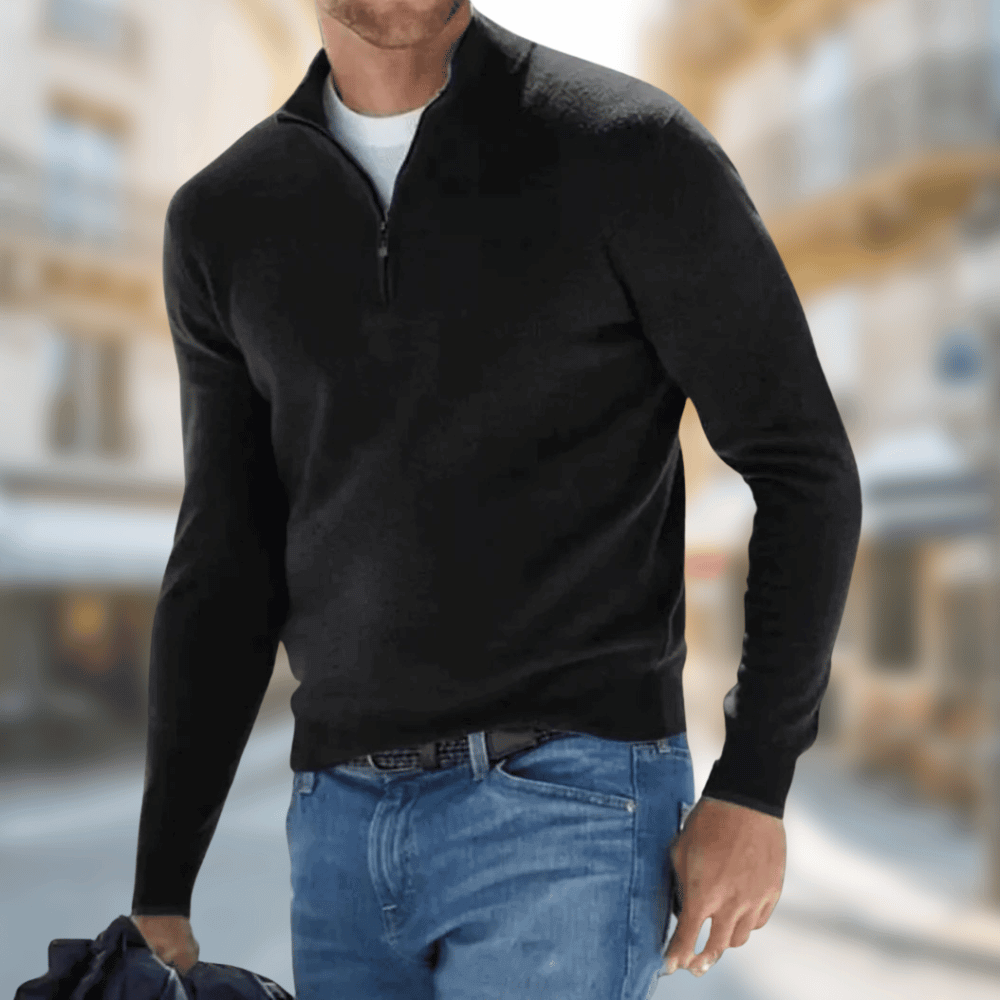 Men’s Fine Knit Quarter Zip Pullover Sweater