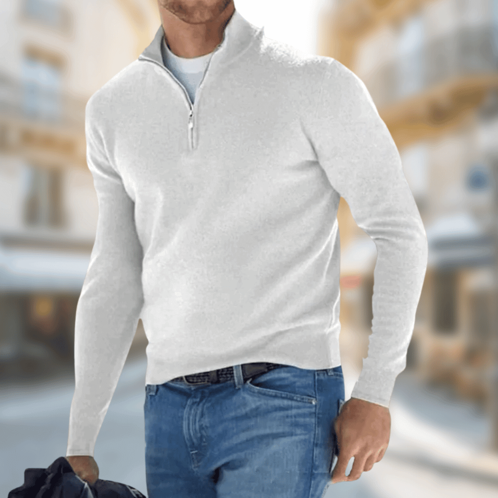 Men’s Fine Knit Quarter Zip Pullover Sweater