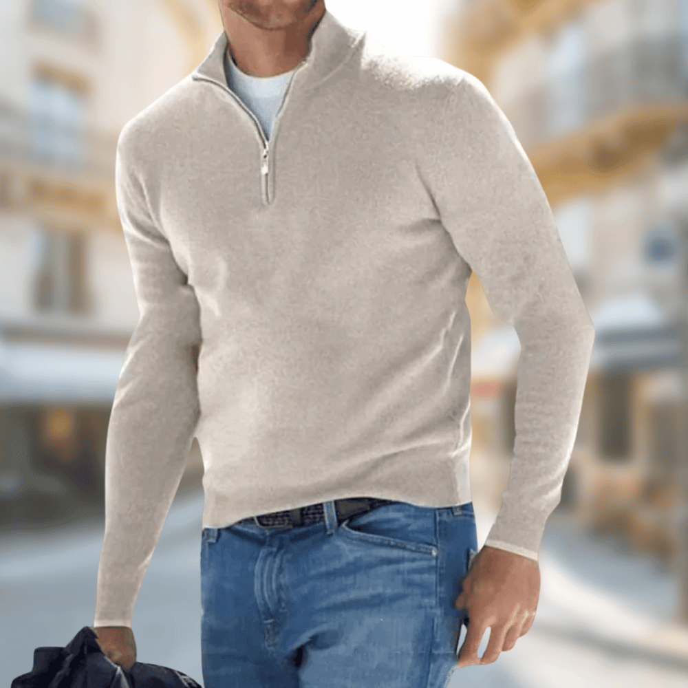 Men’s Fine Knit Quarter Zip Pullover Sweater