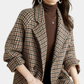 Women's Houndstooth Double-Breasted Relaxed Coat
