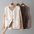 Gilet boutonné en fausse peau de mouton pour femme