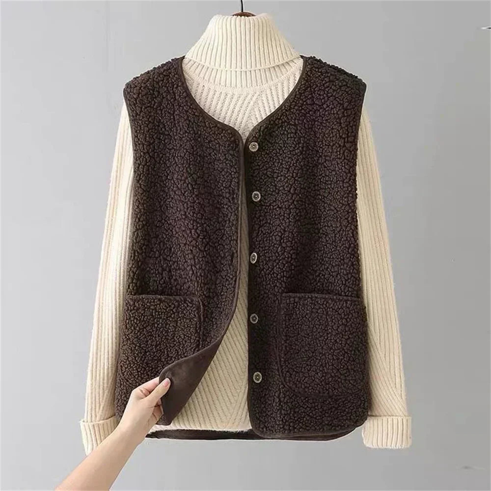 Women's Faux Sherpa Button-Up Gilet