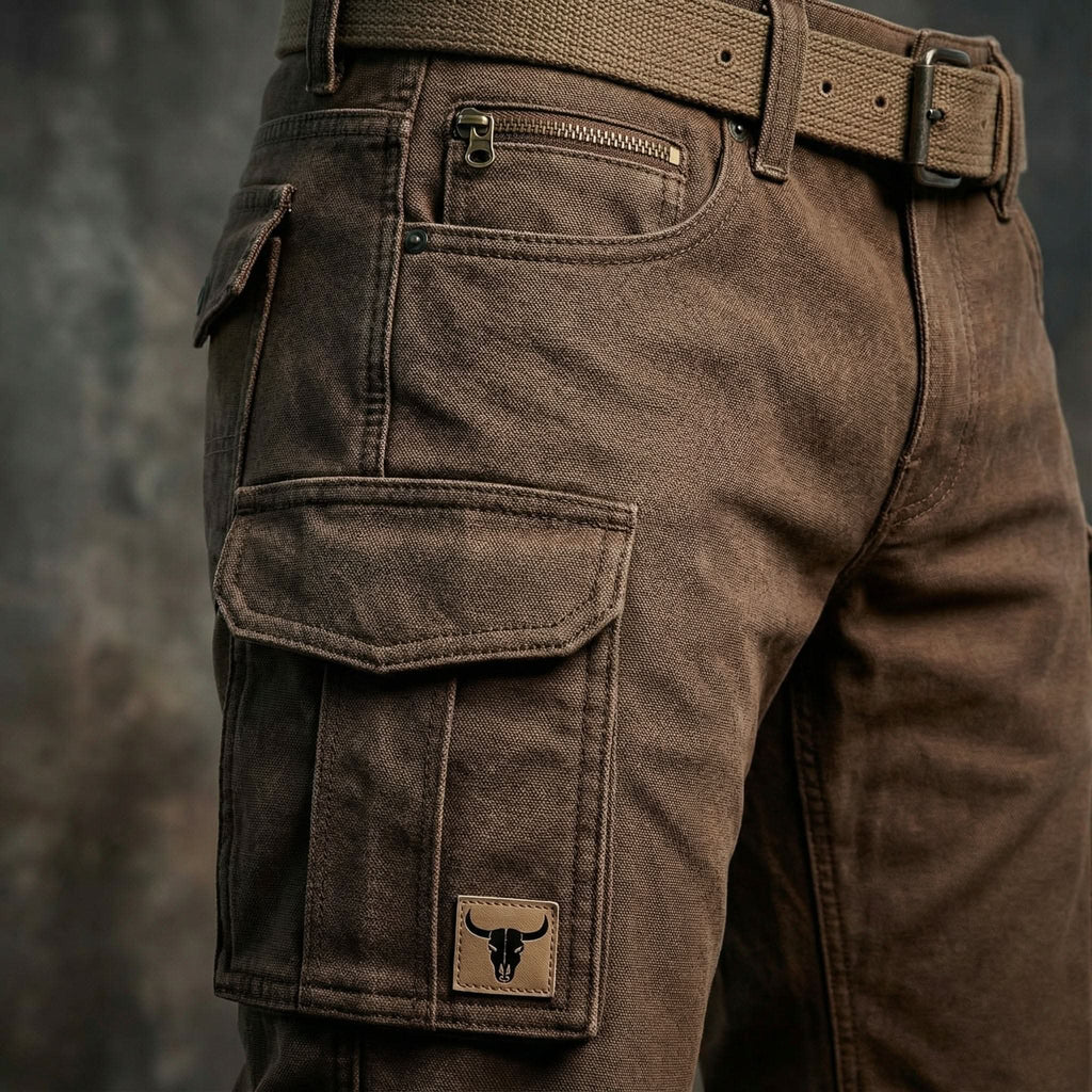 Pantalon cargo droit robuste pour homme avec ceinture