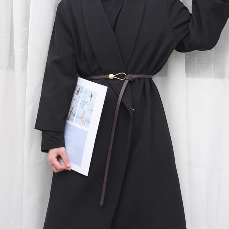 Women's Thin Waist Belt with Button Toggle Closure