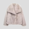 Veste courte femme en fausse fourrure à col oversize