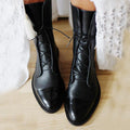 Women's knee-high lace-up boots with panelled toe caps
