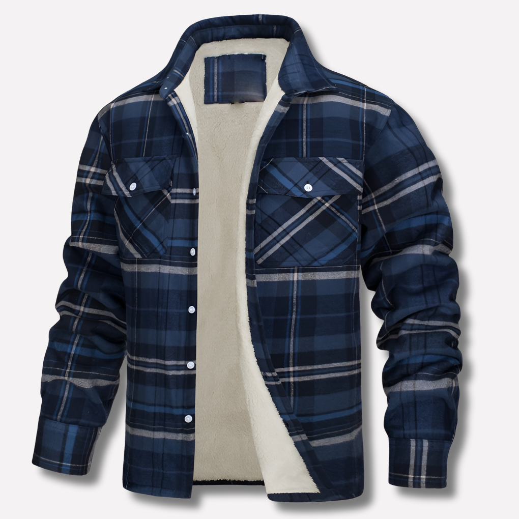 Veste-chemise matelassée doublée en flanelle à carreaux pour homme