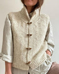 Women's High Neck Chunky Knit Toggle Sweater Vest