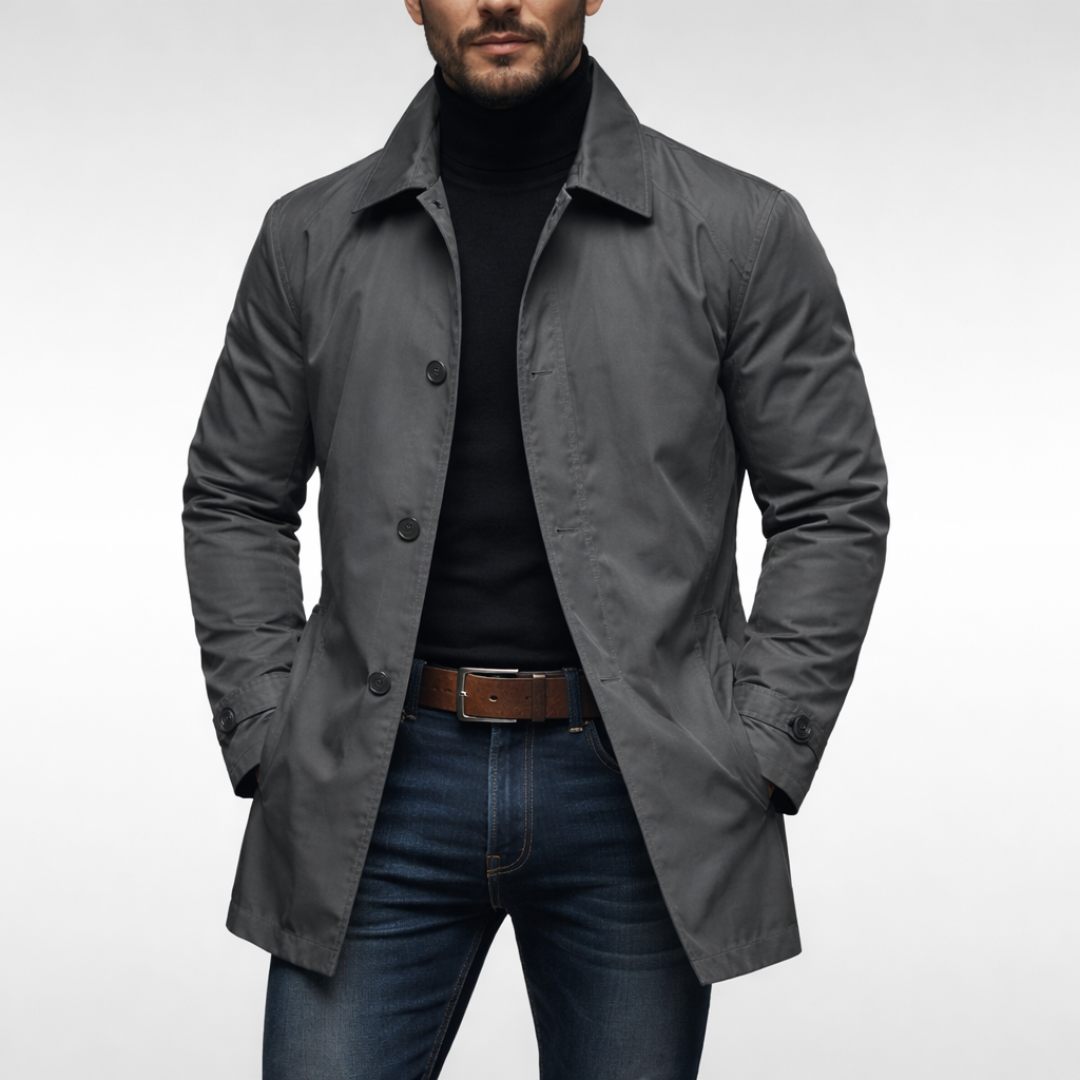 Men's Longline Single-Breasted Trench Coat