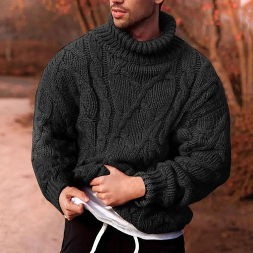 Men's Chunky Cable Knit Turtleneck Sweater